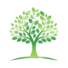 Obraz premium Lush Green Tree Silhouette for Nature-Themed Designs