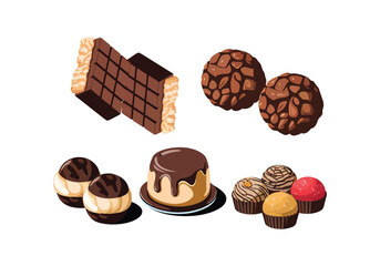 Chocolate Vector Set: Bars, Truffles Cakes Download Sweet Chocolate Graphics for Your Designs