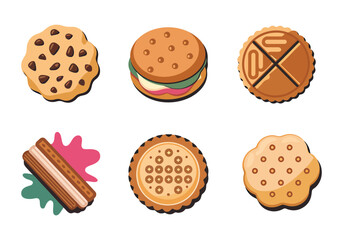 Cookie Cracker Vector Set: Assorted Biscuit Graphics Download Tasty Snack Vectors for Your Designs