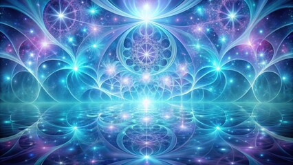 Celestial Waters A Dreamlike Fractal Landscape of Intertwined Light and Reflective Serenity
