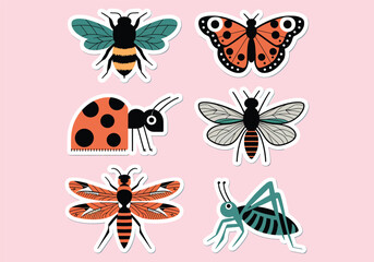 Insect Sticker Set: Bees, Butterflies More Download Nature Stickers for Your Designs