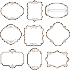 Obraz premium Vintage label design with monograms and frames