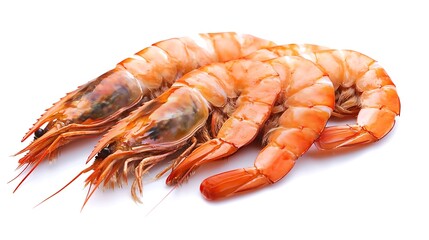 a group of shrimps on a white background