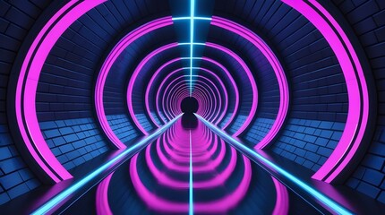 Obraz premium futuristic neon-lit tunnel