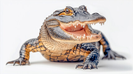 Fototapeta premium Realistic crocodile sculpture displays impressive details and vibrant colors in a close-up view