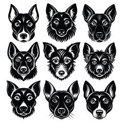 Fototapeta premium German shepherd dog portrait illustration silhouette isolated on white background