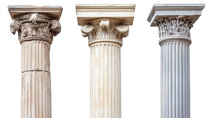 Four types of classic columns found in Greek and Roman architecture: Doric, Ionic, Corinthian, and Tuscan.