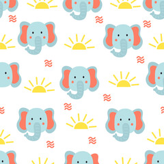 Elephant cartoon seamless pattern illustration