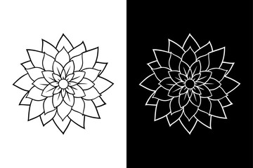 Obraz premium Dahlia Flower line icon Symbol Clean & Modern Black & White Art