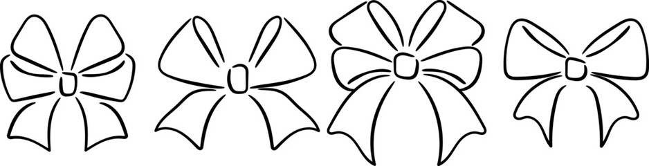  Assorted Bow Collection Line Art Vectors