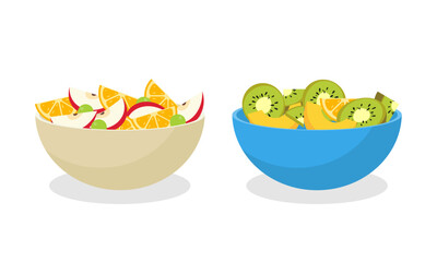 Healthy fresh fruit salad in a bowl vector