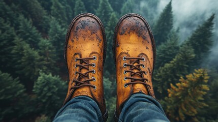 Muddy Boots Above the Misty Forest: A Hiking Adventure
