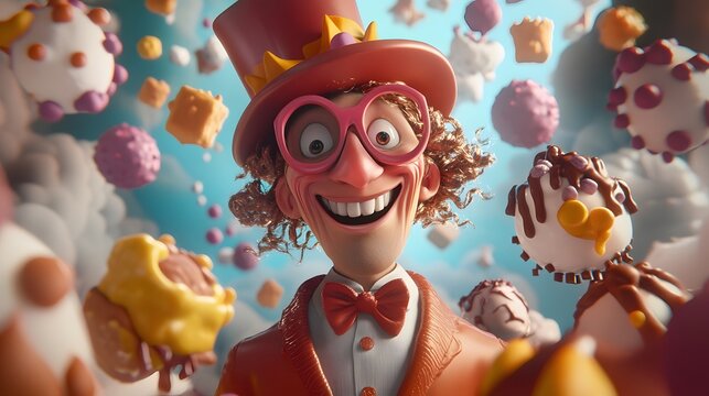 A quirky and fun ad for a new chocolate brand featuring animated characters and vibrant colors