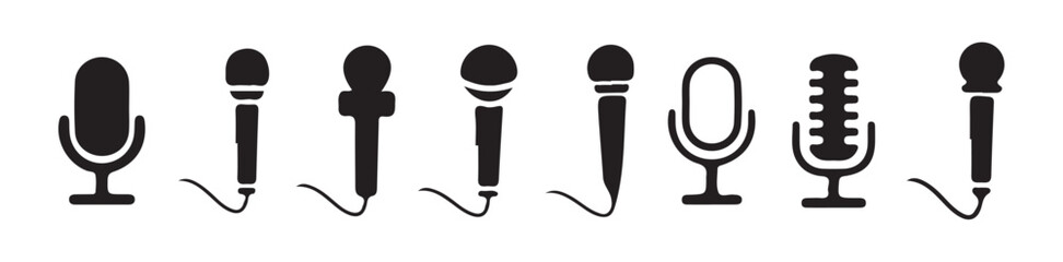 Microphone icon set. Different microphone collection. Vector. web and mobile icons. vector illustration. EPS 10
