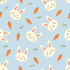 Rabbit cartoon seamless pattern illustration