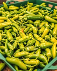 green peppers at the market