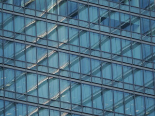 Tokyo, Japan - February 27, 2025: Windows of building in Tokyo