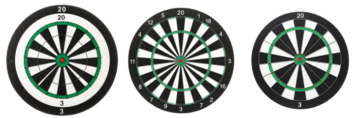 Classic Dartboard with Numbered Segments on Transparent Background
