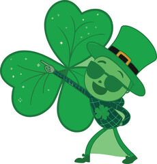 St. Patrick’s Day Leprechaun with Shamrock and Top Hat – Fun Cartoon.