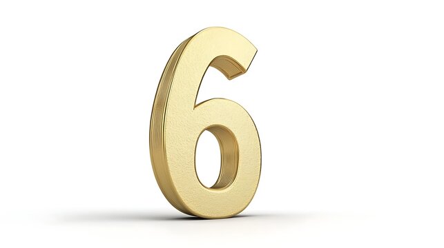 Golden six, white background, number