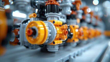 Industrial machinery detail, factory background, engineering concept, website banner