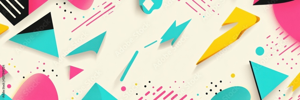 Poster Colorful geometric shapes and patterns create a vibrant abstract design on a light background. Generative AI
