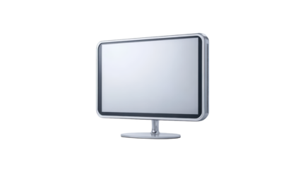 Modern white computer monitor with black screen, enhance your workspace with sleek technology