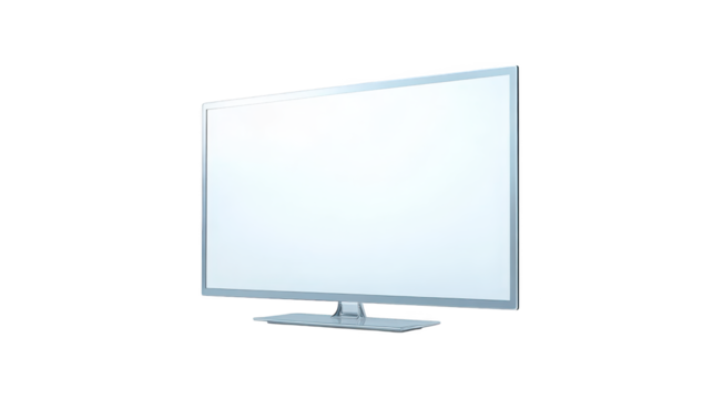 Bright white computer monitor on a striking black background, minimalist tech workspace
