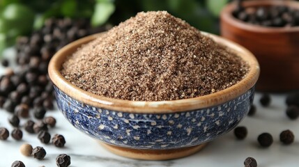 Gourmet Black Pepper Powder in a Decorative Bowl
