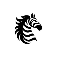 Minimalist Zebra Head Silhouette Vector Art