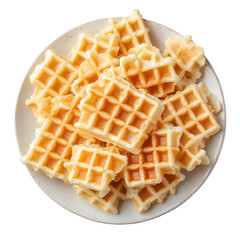 Tasty Belgian waffle with ice cream, berries on white background