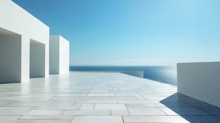 Obraz premium minimalist white architecture overlooking the ocean