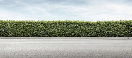 A long concrete wall capped with vibrant greenery.