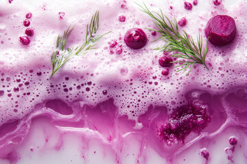 Close up of cake with pink icing and sprinkles.