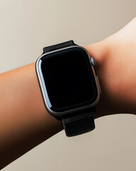 Sleek Apple Watch with Black Band on wrist mockup