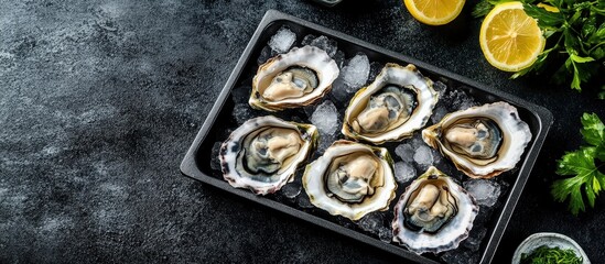 Enjoy the Marine Flavors of Oysters on a Gray Background