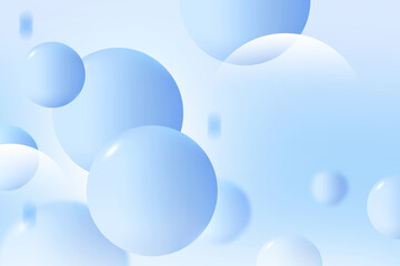 Abstract 3D geometric circle gradient soft light blue pattern bokeh background design for graphic business technology digital design web template backdrop desktop wallpaper bubbles banner