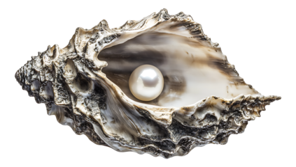Beautiful conch shell with a pearl inside isolated on white background,png