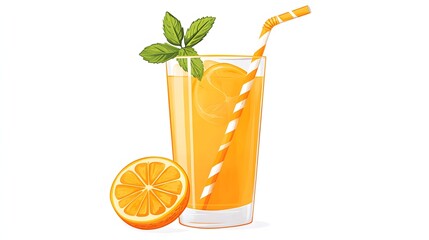 Fototapeta premium fresh orange juice drink with mint and orange slice