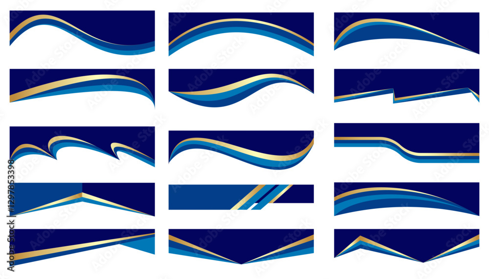 Wall mural abstract border shapes for banner design. vector header with golden line sections on white backgroun