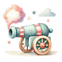 Watercolor Circus  cute animals on transparent background. Hand drawn repeat backdrop for nursery, kids and baby.