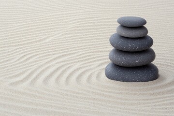 Fototapeta na wymiar Zen-inspired pebbles arranged in soft concentric ripples, forming an elegant and meditative minimalist aesthetic