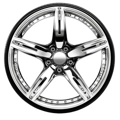 Cqure car rim, silver color, transparent background 