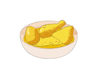 Illustration of Indonesian Food Kari Ayam
