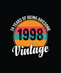 24 years of being awesome vintage 1998 Vintage Tshirt design