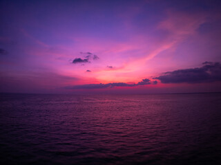 Colorful sunset or sunrise sky clouds over sea in Thailand, Amazing nature landscape seascape,Beautiful light nature landscape colorful sky background