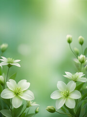 white flowers on green background
