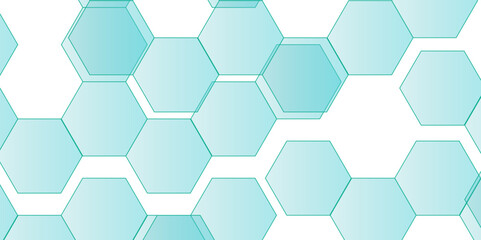 Abstract seamless honeycomb hexagon texture background. Futuristic banner with technology blue hexagons and shiny lights. Design for science, banner, medicine or technology background. 