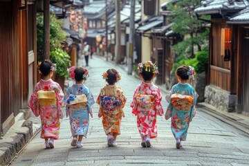 Children in traditional Japanese outfits look adorable and festive.