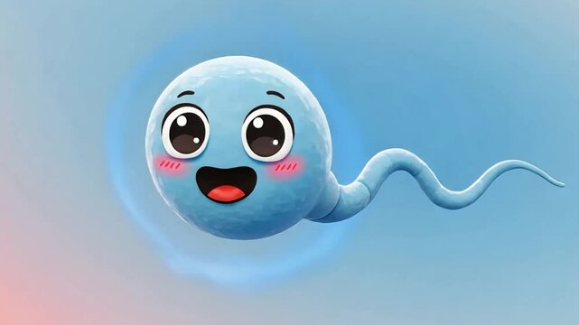 Sperm cartoon with Cute character woman emoji face stock suitable for Graphic Animation perfect for educational videos about human reproduction	